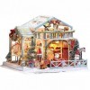 Kit De Maison De Poupée Miniature 3D En Bois Bricolage Chambre Avec Lumières LED Thème De Noël Cadeaux Pour Enfants A