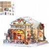 Kit De Maison De Poupée Miniature 3D En Bois Bricolage Chambre Avec Lumières LED Thème De Noël Cadeaux Pour Enfants A