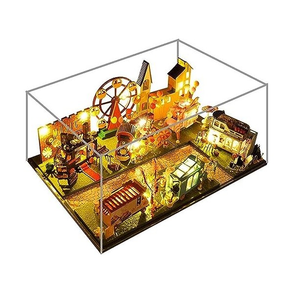 Kit De Maison Poupée Miniature En Bois 3D 6 Pièces Bricolage Mini Voiture Train Magasin, Maison Avec Lumières LED Excellent C