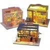 Puzzles 3D Kit Meubles Miniatures en Bois Maison Poupée À Faire Soi-Même pour Magasin Sushi/Magasins Crème Glacée/Magasin Des