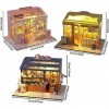 Puzzles 3D Kit Meubles Miniatures en Bois Maison Poupée À Faire Soi-Même pour Magasin Sushi/Magasins Crème Glacée/Magasin Des