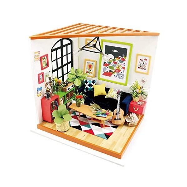 sookin Dollhouse Miniature DIY Mini Maison Meublée avec Meubles Décor a la Maison Modèle Bâtiment en Bois DIY Kit, Cadeaux d