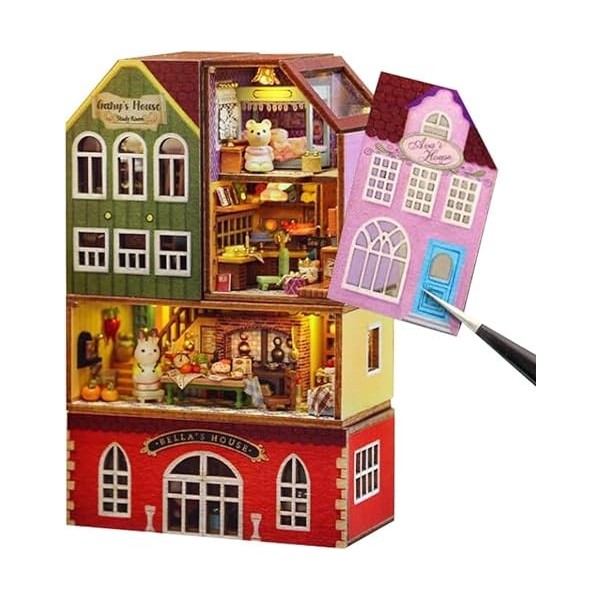 TOPBSFARNY Kit de 6 pièces pour maison de poupée à monter soi-même, paysage miniature, collection miniature, puzzle en bois 3