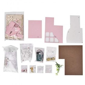 Kit de Maison de Poupée Bricolage en Bois Miniature Rose Fille Loft Maison de Poupée Modèle Kit Dassemblage Creative Chambre