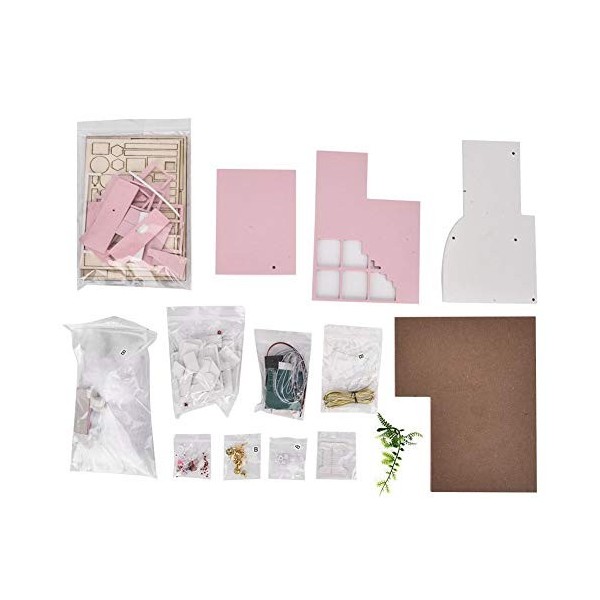 Kit de Maison de Poupée Bricolage en Bois Miniature Rose Fille Loft Maison de Poupée Modèle Kit Dassemblage Creative Chambre