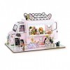 BORDSTRACT Kit de Maison de Poupée Miniature DIY, 1:24 Scale Cute Sunshine Float, Casse-tête Romantique pour Voiture Fleurist