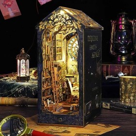 Modèle éducatif Kit de coin de livre à faire soi-même, puzzle 3D en bois, kits dagence de détective miniatures for maison de