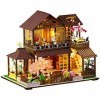 XLZSP Maison de poupée miniature en bois à monter soi-même - Modèle Villa japonais rétro - Maison de poupée en bois avec lumi