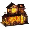 XLZSP Maison de poupée miniature en bois à monter soi-même - Modèle Villa japonais rétro - Maison de poupée en bois avec lumi