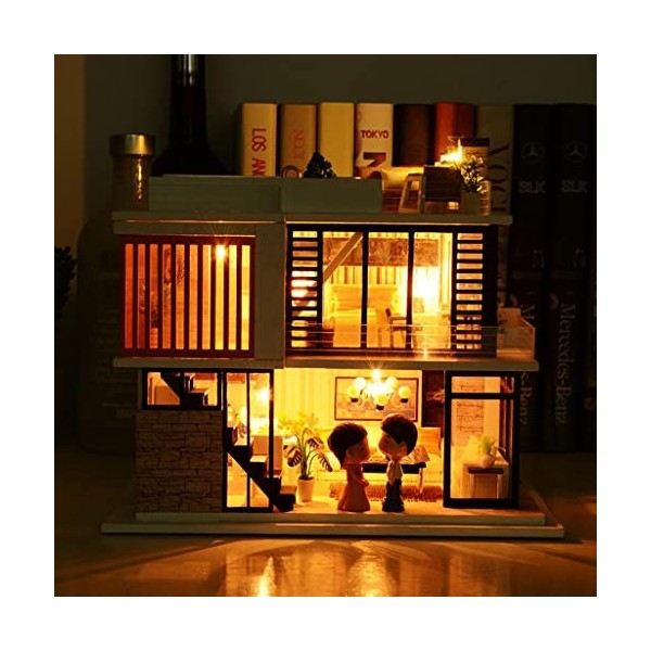 misppro Kit de projets miniatures pour maison de poupées en bois avec lumières LED – Thème du bâtiment de Florence