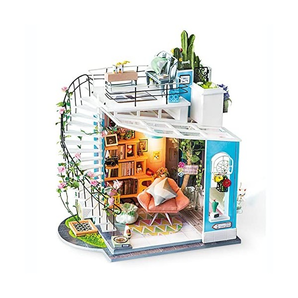 DLGF Maison de Poupée, Puzzles de Maison de Poupées en Bois pour Adultes et Adolescents, Maison Miniature a Construire de Mod