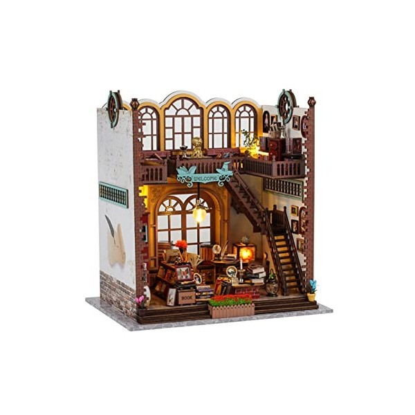 Maison de poupée Bricolage Maison Miniature avec Housse Anti-poussière Chambre créative avec Meubles Mini Maison avec LED Kit