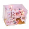 ibasenice DIY Kit De Maison De Poupée Mini Kit De Meubles De Chambre Éclairer Maison De Poupée Princesse Maison De Poupée Fil