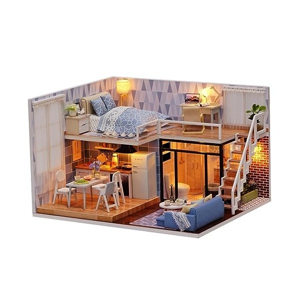 HOOTNEE 1Pc Bricolage Maison De Poupée Meubles en Bois Modèle Kit De Construction Bricolage Maison De Poupée Outil Kit Miniat