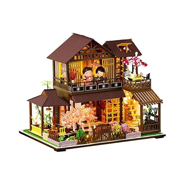 misppro Maison de poupée en bois faite à la main maison de poupée miniature bricolage meubles cadeaux