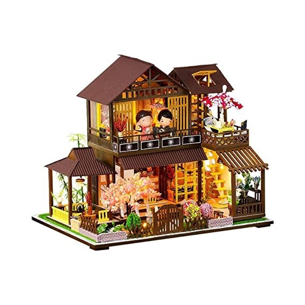 misppro Maison de poupée en bois faite à la main maison de poupée miniature bricolage meubles cadeaux