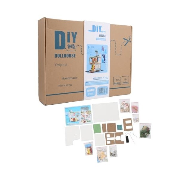 Kit de Maison de poupée Miniature, modèles dassemblage de Meubles de Simulation de Maison de poupée en Bois Bricolage avec l