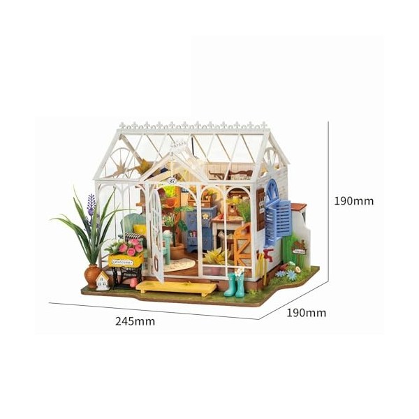 perfk Maison de poupée Miniature en Bois, Petits Kits de Maison de poupée avec Plantes décoratives et Ornements, Maison créat