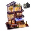 erhumama Maison de poupée de luxe à 4 étages avec mouvement musical et éclairage 3D en bois pour enfants