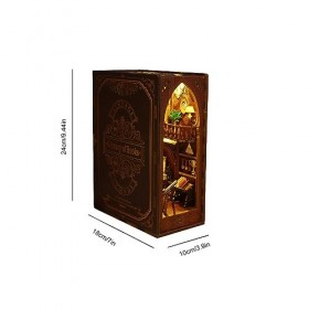 Kit de Coin de Livre à Faire Soi-même avec Housse Anti-poussière, Kit de Maison de Poupée Miniature, Serre-Livres, Kit de Mod