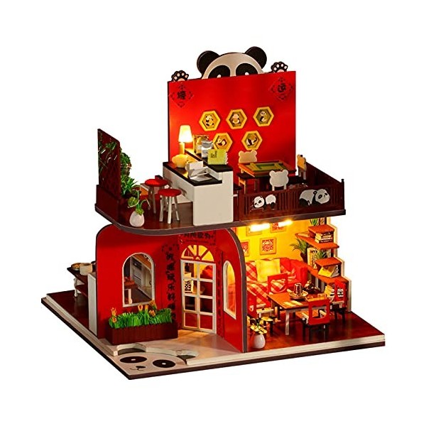 01 02 015 Maison de poupée Miniature, modèle de Maison de poupée écologique en Bois Composite pour Cadeau de Nouvel an pour C