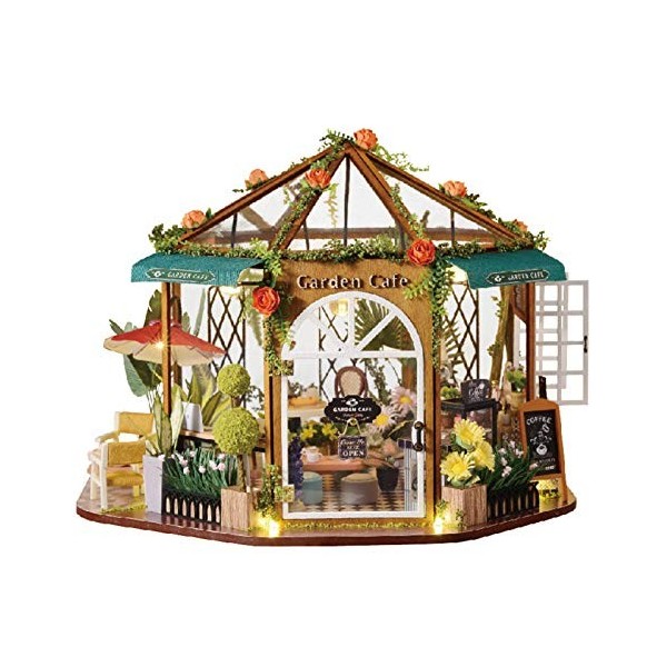 thorityau Maison de poupée miniature en bois avec housse anti-poussière et housse anti-poussière