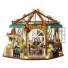 thorityau Maison de poupée miniature en bois avec housse anti-poussière et housse anti-poussière