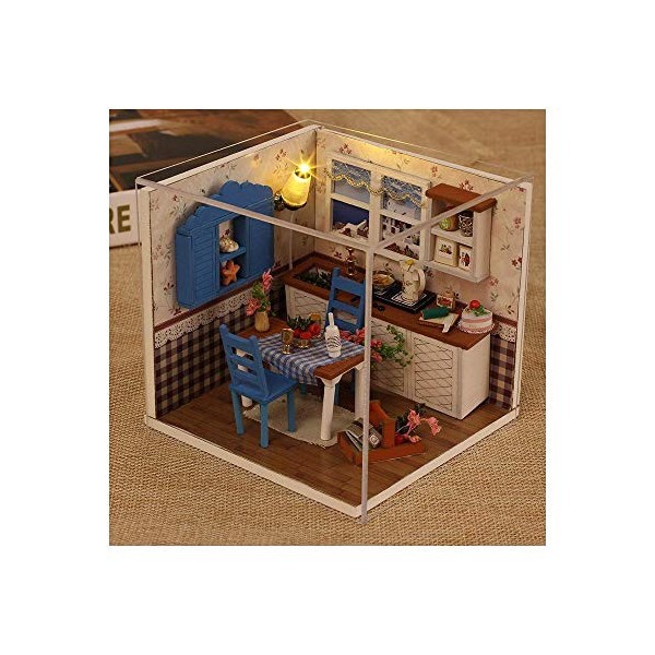 ERSD Mini bricolage maison de poupée chaud thème série série maison décoration modèle kits artisanat kits adulte Couleur : 4