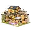 erhumama Maison de poupée musicale avec housse de protection contre la poussière - Lumière LED - Villa chinoise - miniature K