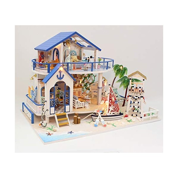 FZ FUTURE Kit 3D Dollhouse en Bois Ainsi Que La Poussière Et Le Mouvement De La Musique, Maison De Poupées en Bois DIY Maison