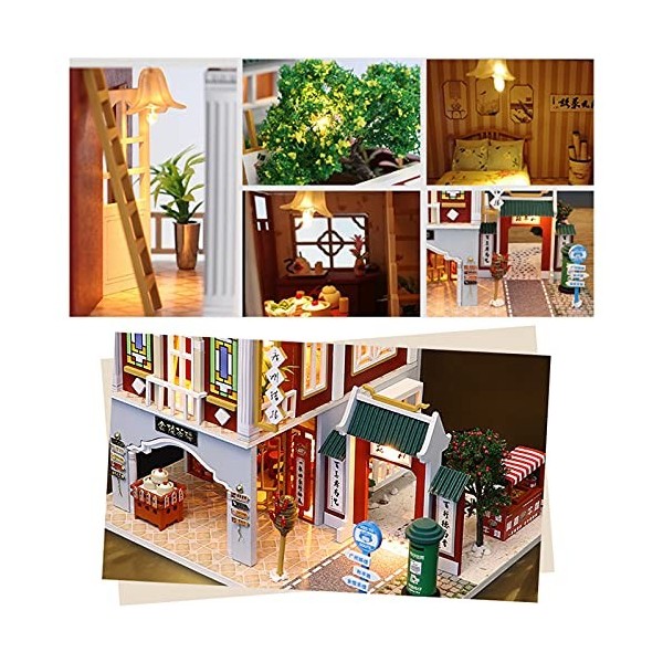 YIHANGG Nouvel an Cadeaux De Noël Maison De Poupée DIY Miniature Salon De Thé Modèle Jouet Meubles Cadeaux danniversaire pou