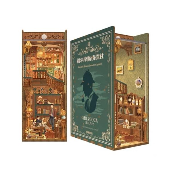 Book Nook Kits, Kit de Coin de Livre de Maison de Poupée Bricolage, Serre-Livres dart en Bois du Puzzle 3D, Serre-Livres Di