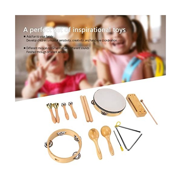 Onewer Ensemble dinstruments Orff, Instruments de Musique à Percussion en Bois écologiques préscolaires, Cadeau sûr pour Les