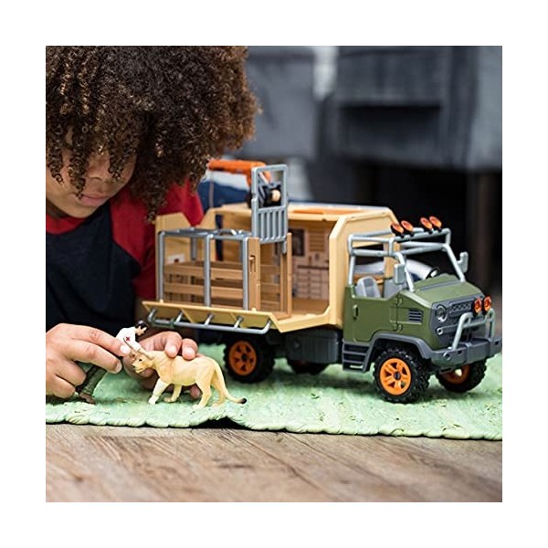 Schleich 42475 Wild Life – Gros Camion de Sauvetage d’Animaux, Coffret de Jeu de 10 pièces avec 2 Figurines danimaux, 1 Figu