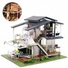 ROMACK Maison de poupée de Jardin, Conception de Villa à Trois étages à 360 degrés, kit de Maison de poupée Miniature à Faire