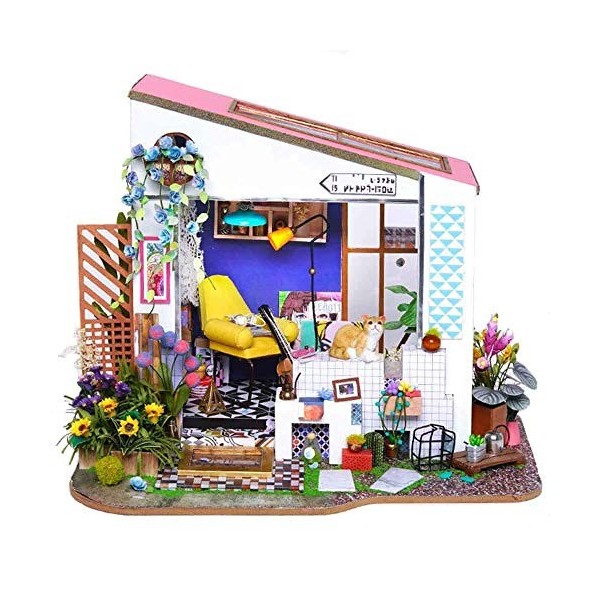 Maison de poupée ，Kit de construction dartisanat en bois ，Jouets de construction de modèles-Mini maison de poupée-Cadeaux d