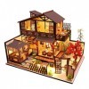 DIY 3D Doll House Kit Miniature avec mobilier, Maison Miniature en Bois avec Couverture de poussière et Mouvement de Musique,