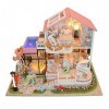 Decorhome Mini Maison poupée, Ensemble Petite Maison créative, modèle Cabine Bricolage avec Meubles et lumière LED, Cadeau d