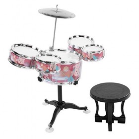 Instrument de Musique pour Enfants Jouets éducatifs avec Tabouret et Livre de Musique, Ensemble de Tambour Cadeau Anniversair