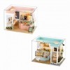WonDerfulC Lot de 2 mini maisons de poupée en bois 3D avec meubles, style magasin de gâteaux, maison en bois à faire soi-même