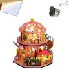 Kit de maison de poupée miniature en bois fait à la main avec lumière LED résistante à la poussière et illustration musicale 