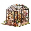 rumenfty Mini Fleur Magasin Bricolage Artisanat Maison De Poupée Kit Dollhouse en Bois Éclairage LED Salle Créative pour lid