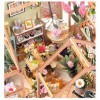 rumenfty Mini Fleur Magasin Bricolage Artisanat Maison De Poupée Kit Dollhouse en Bois Éclairage LED Salle Créative pour lid