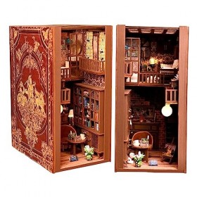 Kit de Coin de Livre, kit Miniature de Maison de poupée Bricolage, étagère de Puzzle en Bois 3D, décor de Diorama, Serre-Livr