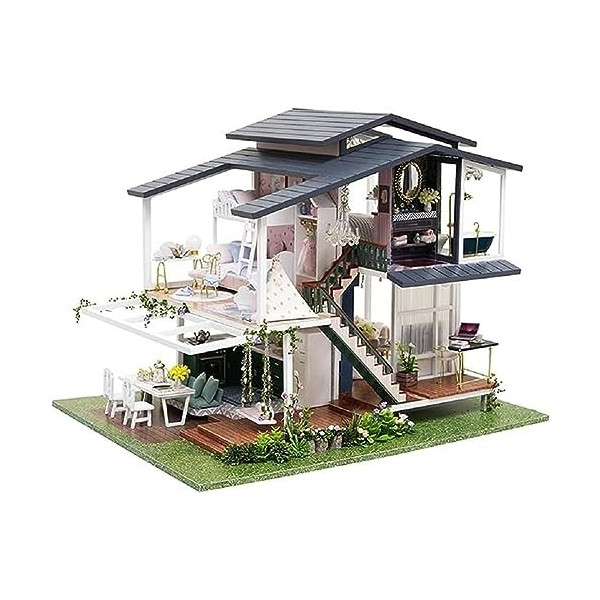 Kit Miniature De Maison De Poupée Bricolage, Cadeau Dartisanat Créatif en Bois 3D avec Boîte À Musique De Meubles pour Puzzl