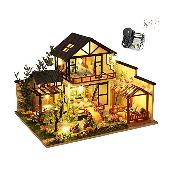 XLZSP Zhuxi Kit de construction de maison de poupée miniature en bois 3D fait à la main Style loft Mini maison modèle pour fi