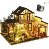 XLZSP Zhuxi Kit de construction de maison de poupée miniature en bois 3D fait à la main Style loft Mini maison modèle pour fi