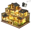 XLZSP Zhuxi Kit de construction de maison de poupée miniature en bois 3D fait à la main Style loft Mini maison modèle pour fi