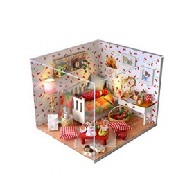 Flever Maison de poupée miniature DIY Maison Maison de Poupée Maison Créative avec Mobilier et Couvercle en Verre pour Cadeau