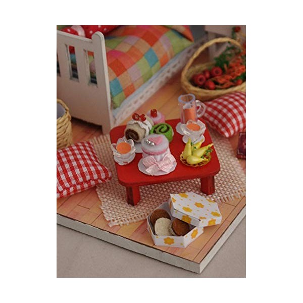 Flever Maison de poupée miniature DIY Maison Maison de Poupée Maison Créative avec Mobilier et Couvercle en Verre pour Cadeau